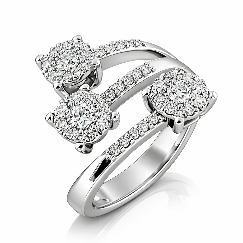 Anello trilogy magic con diamanti ct 0,49 in oro bianco 18kt (750)