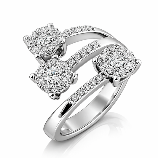 Anello trilogy magic con diamanti ct 0,49 in oro bianco 18kt (750)