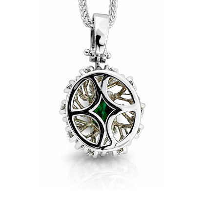 Collana con pendente ovale con Diamanti 0,45 ct Smeraldo 0,63 ct in oro bianco 18kt (750)
