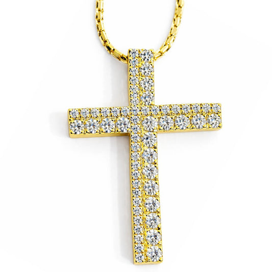 Collana cobra con pendente croce con Diamanti ct 0,80 in oro giallo 18kt (750)