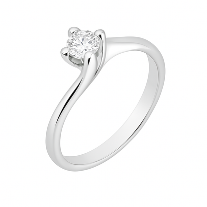 Anello solitario Valentino in oro 18K con Diamante ct 0,10 + certificato gemmologico