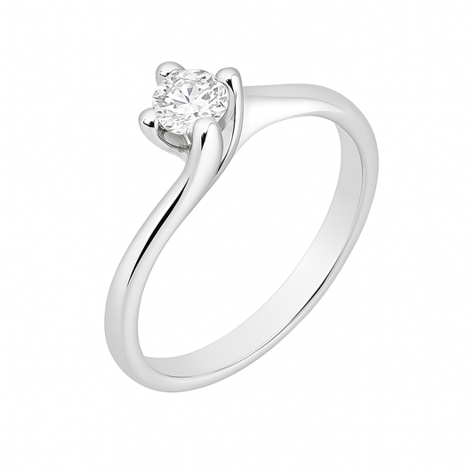 Anello solitario Valentino 4 griffe + orecchini punto luce a filo con diamanti ct 0,30 + certificato gemmologico