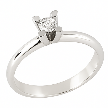 Anello solitario Tiffany 4 griffe in oro 18K con diamante ct 0,20 + certificato gemmologico