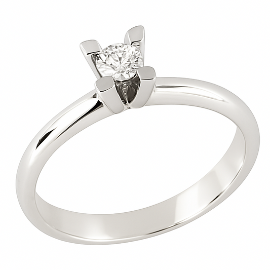 Anello solitario Tiffany 4 griffe Diamante ct 0,10 certificato gemmologico