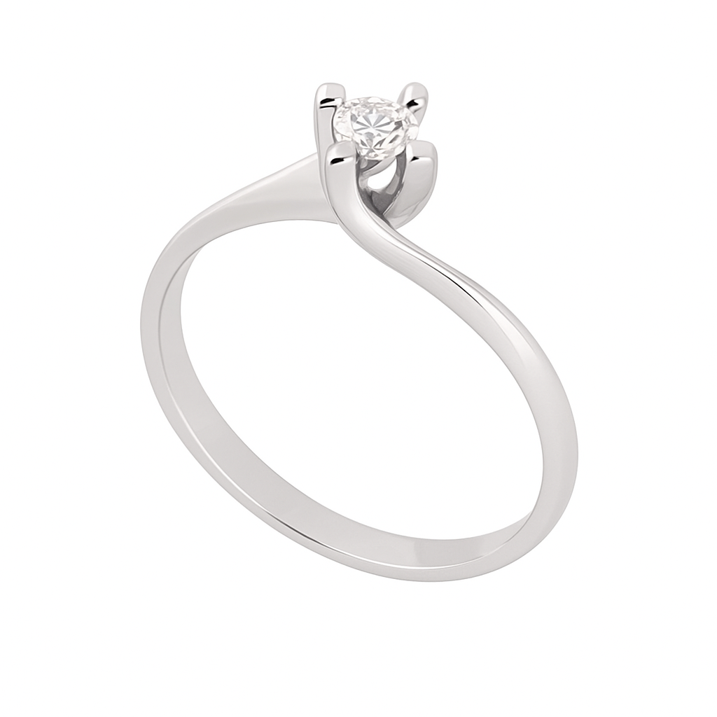 Anello solitario Valentino in oro 18K con diamante ct 0,20 + certificato gemmologico