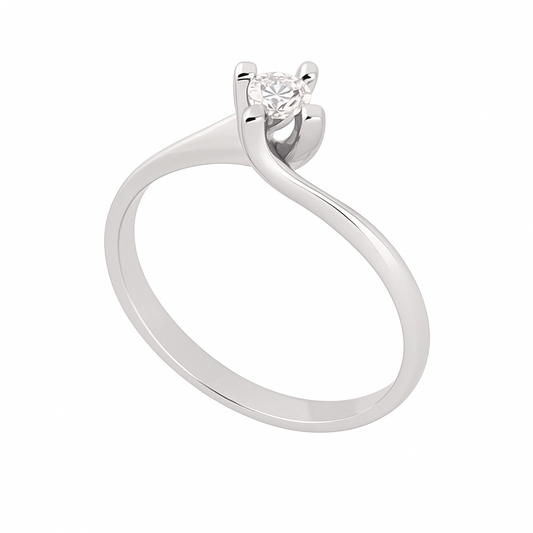Anello solitario Valentino in oro 18K con diamante ct 0,20 + certificato gemmologico