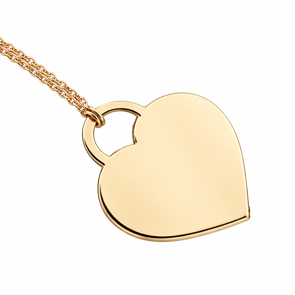 Collana cuore con zirconi in oro giallo 18kt (750) - 2.80gr  - Oreficeria