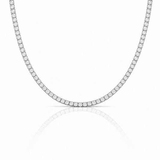 Collana Tennis con diamanti ct 5,35 in oro bianco 18Kt (750) - 50 cm - Certificato Gem Tech