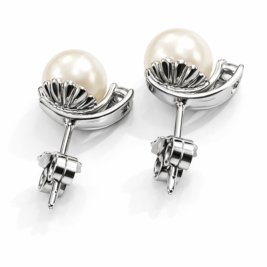 Orecchini perla con Diamanti ct 0,16 in oro bianco 18kt (750)
