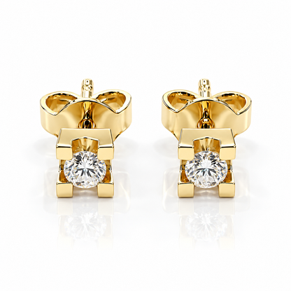 Orecchini punto luce tornito con diamanti ct 0,06 in oro giallo 18Kt (750)