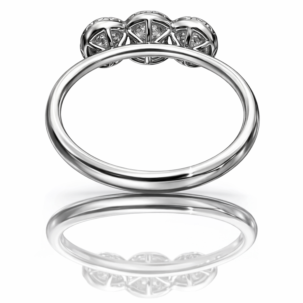 Anello trilogy con pavé di diamanti da 0,71 ct in oro bianco 18 kt (750) certificato HRD Antwerp