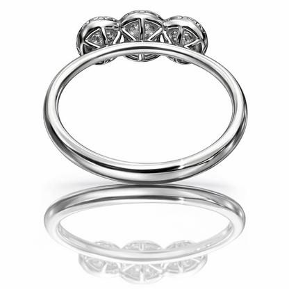 Anello trilogy con pavé di diamanti da 0,71 ct in oro bianco 18 kt (750) certificato HRD Antwerp