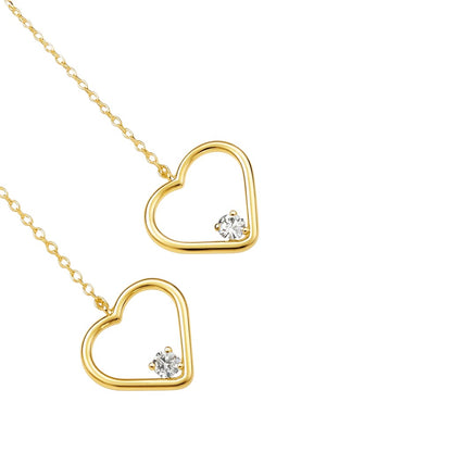 Orecchini cuore con diamanti in oro giallo 18kt (750)