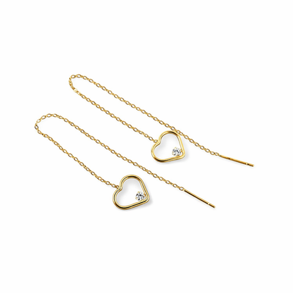 Orecchini cuore con diamanti in oro giallo 18kt (750)