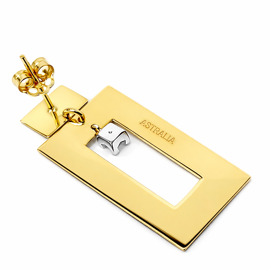 Orecchini rettangolari con diamanti ct 0,20 in oro giallo 18kt (750)