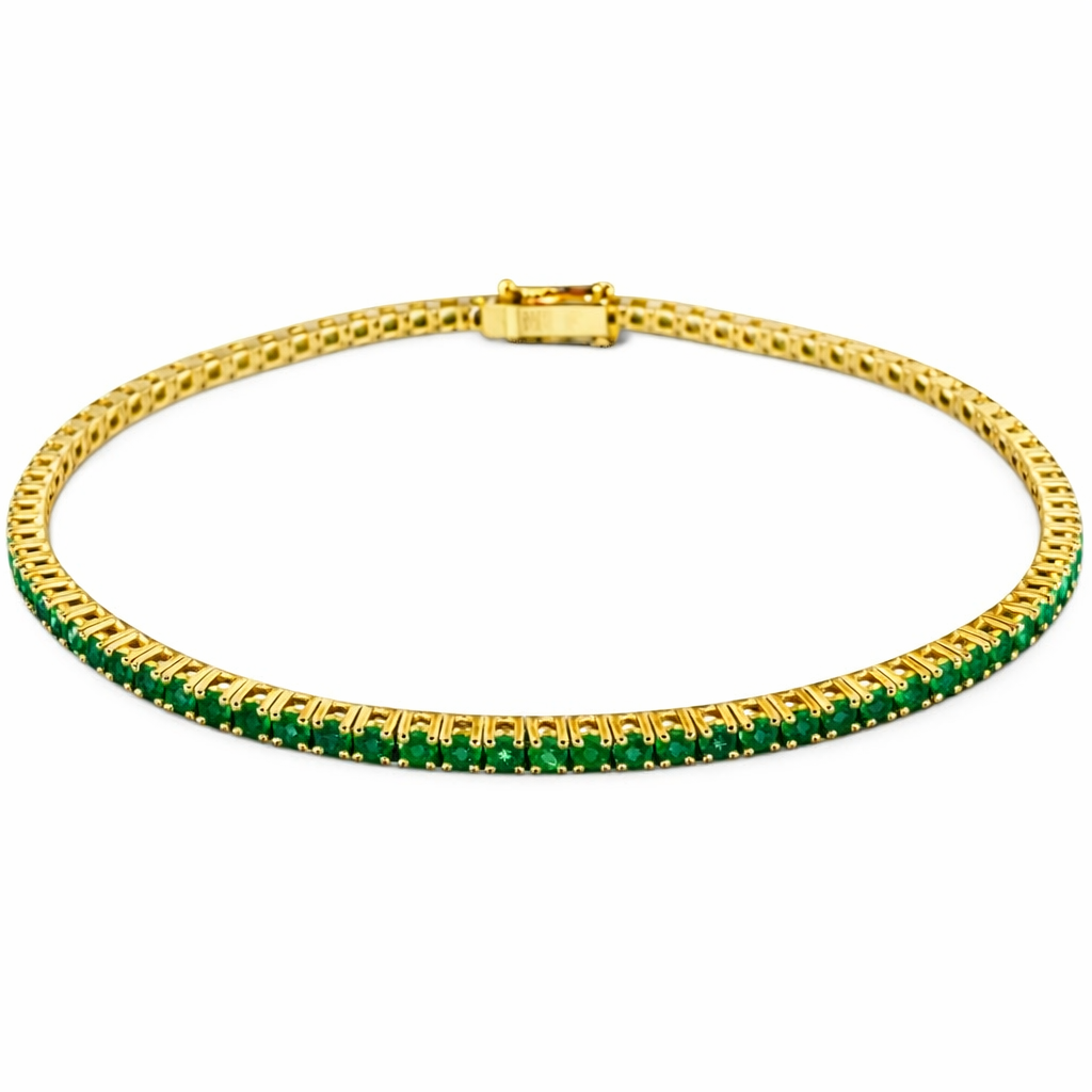 Bracciale Tennis in oro giallo 18kt (750) con smeraldo 3,10 ct – 22 cm