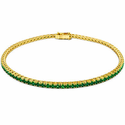 Bracciale Tennis in oro giallo 18kt (750) con smeraldo 3,10 ct – 22 cm