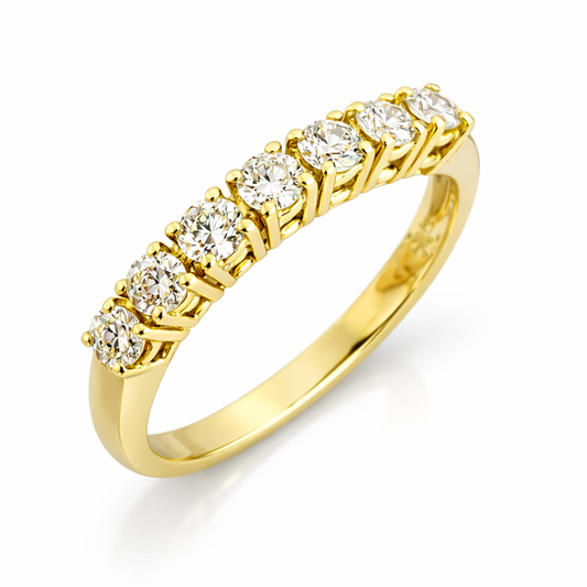 Anello riviera con diamanti 0,45 ct in oro giallo 18 kt (750)