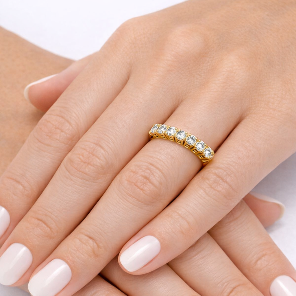 Anello riviera con diamanti 0,45 ct in oro giallo 18 kt (750)