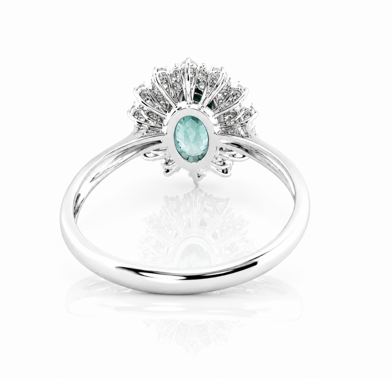Anello smeraldo ovale ct 0,38 diamanti ct 0,31 in oro bianco 18kt (750)