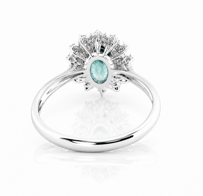 Anello smeraldo ovale ct 0,38 diamanti ct 0,31 in oro bianco 18kt (750)