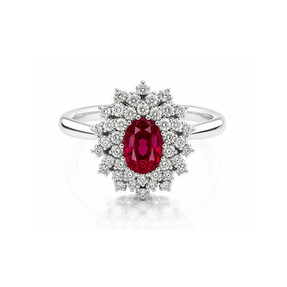 Anello Rubino ovale ct 0,70 diamanti ct 0,33 in oro bianco 18kt (750)