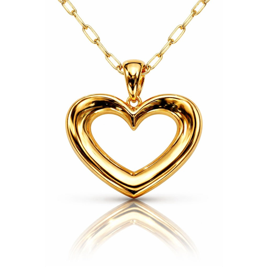 Collana cuore lucido in oro giallo 18kt (750) - 12.30gr - Oreficeria