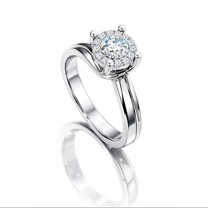 Anello solitario modello magic con diamanti ct 0,18 in oro bianco 18kt (750)