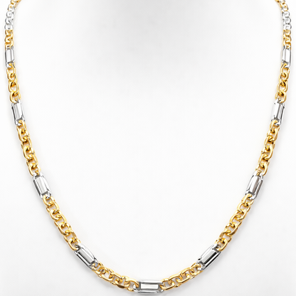 Collier UNOAERRE maglia piena in oro bianco e giallo 18kt (750) - 33.74gr - Oreficeria