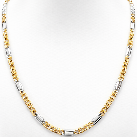 Collier UNOAERRE maglia piena in oro bianco e giallo 18kt (750) - 33.74gr - Oreficeria