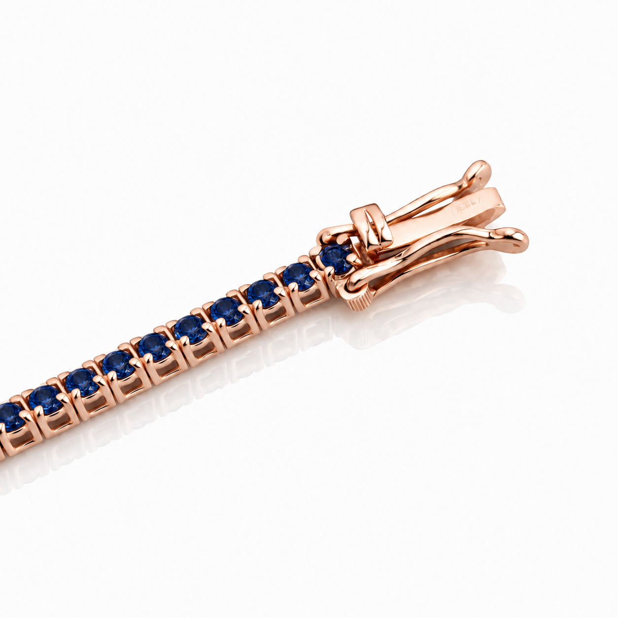 Bracciale Tennis con diamanti ct 0,27 e zaffiri blu ct 4,54 in oro rosa 18kt (750)