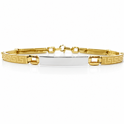 Bracciale piastre con greca in oro giallo e bianco 18kt (750) - 7 gr - Oreficeria