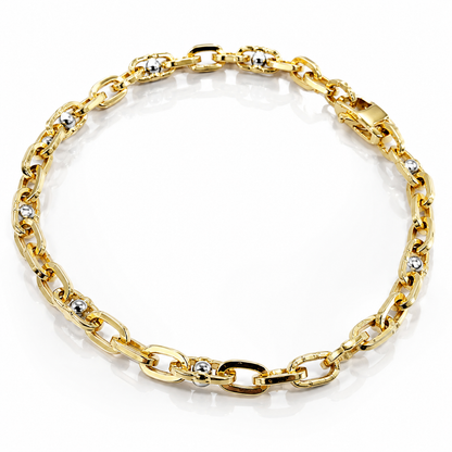 Bracciale catena maglie traversino in oro giallo e bianco 18kt (750) - 8 gr - Oreficeria