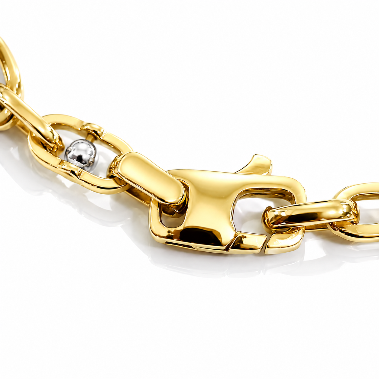 Bracciale catena maglie traversino in oro giallo e bianco 18kt (750) - 8 gr - Oreficeria