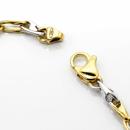Bracciale catena piatta in oro giallo e bianco 18kt (750) - 3.40 gr - Oreficeria