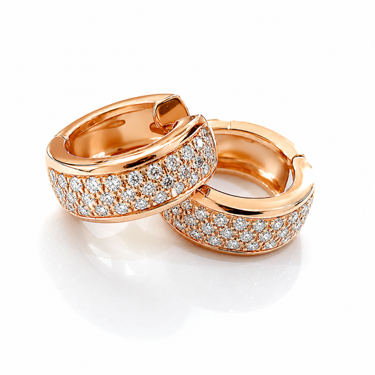 Orecchini a cerchio in pavé di diamanti da 0,35 ct in oro rosa 18kt (750)