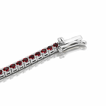 Bracciale Tennis con rubini ct. 3.58 e diamanti ct 0.12 in oro bianco 18kt (750) - 21 cm