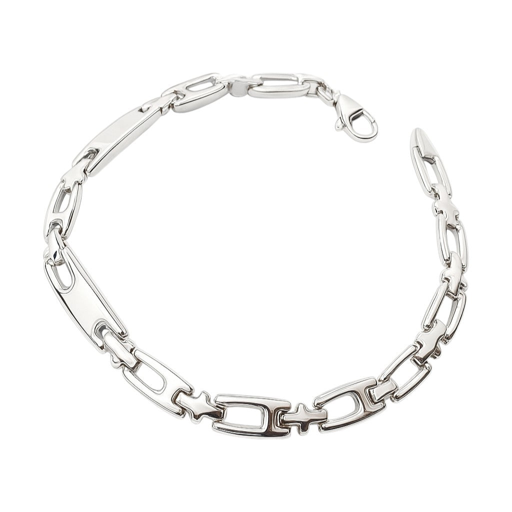 Bracciale piastre lucide in oro bianco 18kt (750) - 9.40 gr - oreficeria