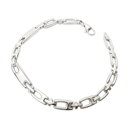 Bracciale piastre lucide in oro bianco 18kt (750) - 9.40 gr - oreficeria