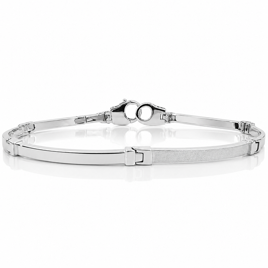 Bracciale piastra lucida e satinata in oro bianco 18kt (750) - 10.8 gr - Oreficeria