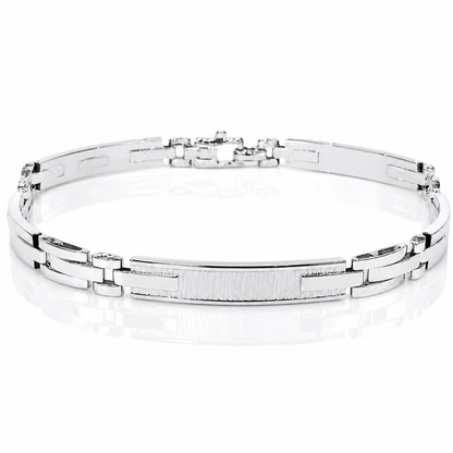 Bracciale piastre lucida e satinata in oro bianco 18kt (750) - 8.65 gr  - oreficeria