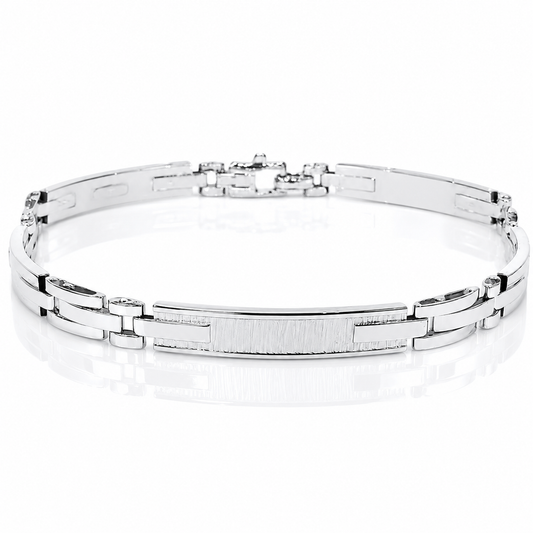 Bracciale piastre lucida e satinata in oro bianco 18kt (750) - 8.65 gr  - oreficeria