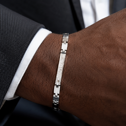 Bracciale piastre lucida e satinata in oro bianco 18kt (750) - 8.65 gr  - oreficeria