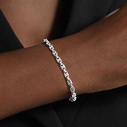 Bracciale maglia marinara in oro bianco 18kt (750) - 3.7 gr - Oreficeria