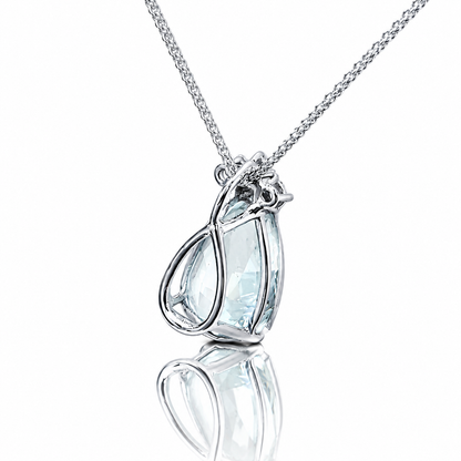 Collana acquamarina 5,10 ct e diamanti ct 0,21 in oro bianco 18kt (750)