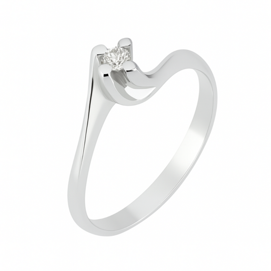 Anello solitario Valentino in oro bianco 18k con Diamante ct 0,10