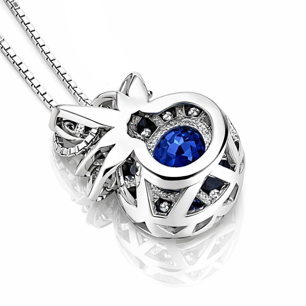 Collana con pendente zaffiro blu ct 0,62 e diamanti bianchi ct 0,34 in oro bianco 18kt (750)