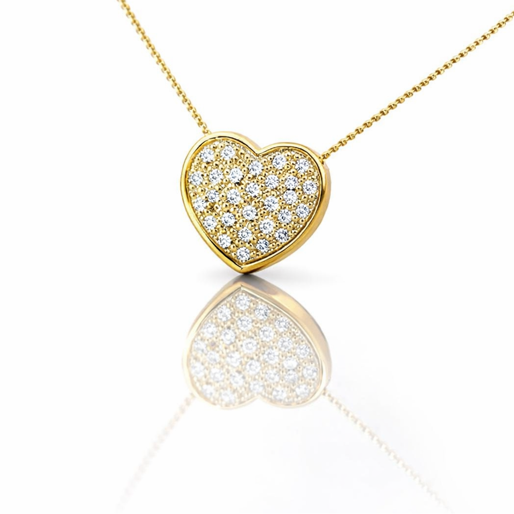 Collana con pendente cuore con diamanti ct 0,30 in oro giallo 18kt (750)