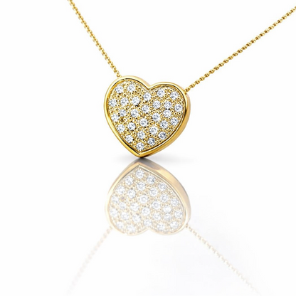 Collana con pendente cuore con diamanti ct 0,30 in oro giallo 18kt (750)