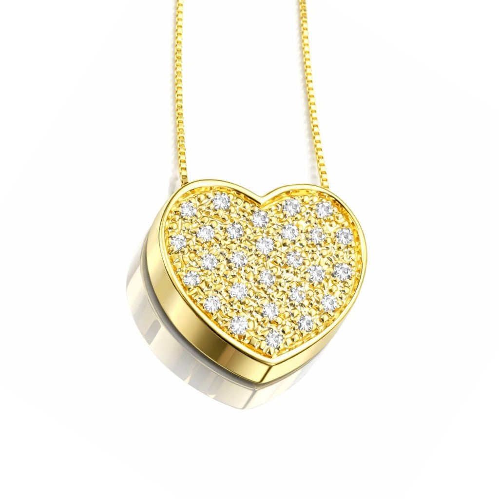Collana con pendente cuore con diamanti ct 0,30 in oro giallo 18kt (750)